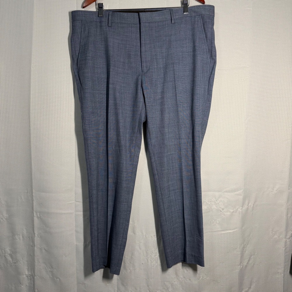 Billy London Dress Pants 38x32 (28) Light Blue Shark Slim Fit Stretch‎ Trousers